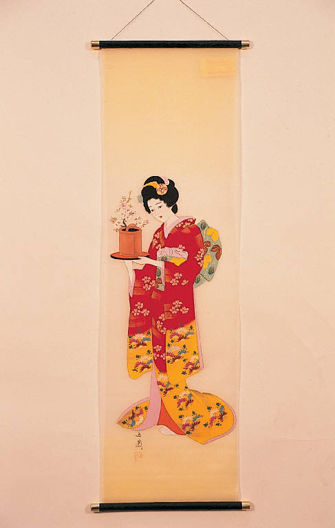 Donna con vaso, Figura femminile (dipinto) di Anonimo - ambito giapponese (terzo quarto sec. XX)