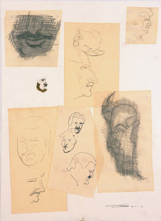 Ritratto, Figure maschili (collage) di Brusa Boris (terzo quarto sec. XX)