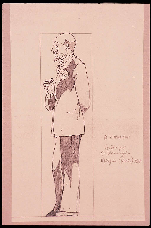 Gabriele D'Annunzio, Figura maschile (disegno) di Chersicla Bruno (sec. XX)