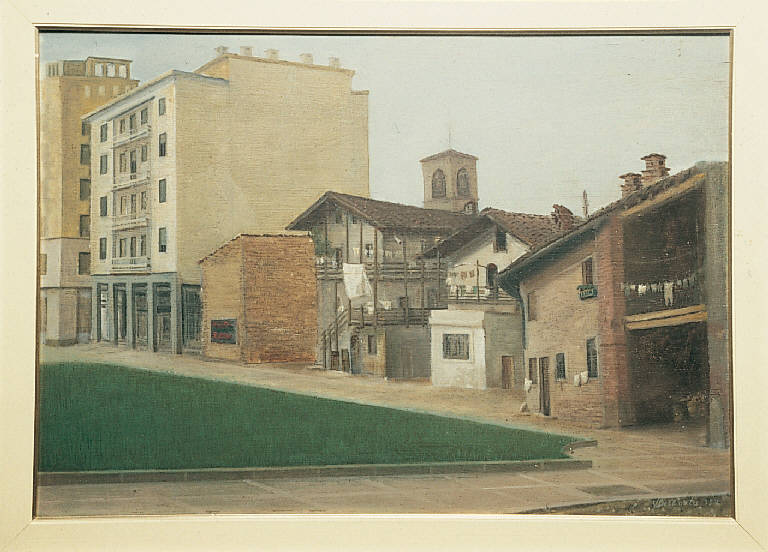 Piazza Risorgimento (Seregno) (dipinto) di Dell'Orto Vittorio (sec. XX)