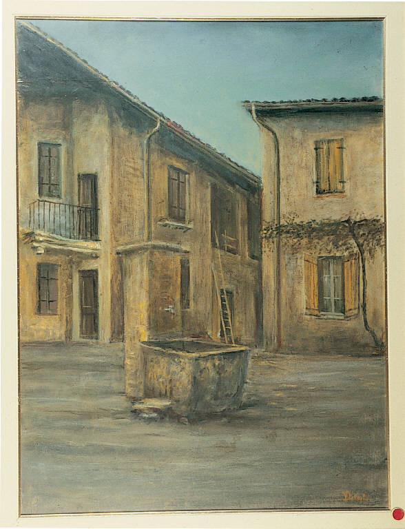 Vecchio cortile di Seregno (dipinto) di Dell'Orto Vittorio (sec. XX)