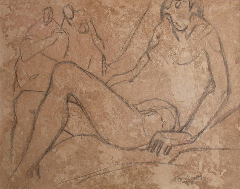 Bozzetto N. 1823 (Donna seduta), Figura femminile seduta (disegno) di Michetti Giorgio (sec. XX)