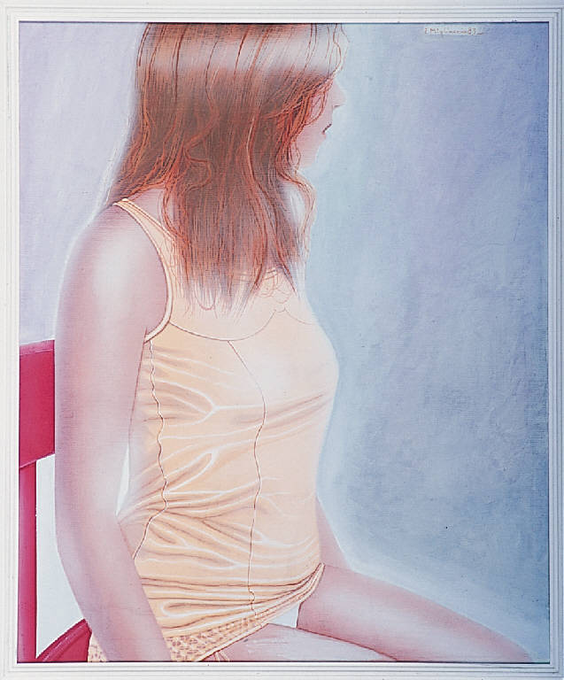 Ragazza, Figura femminile (dipinto) di Migliaccio Franco (ultimo quarto sec. XX)