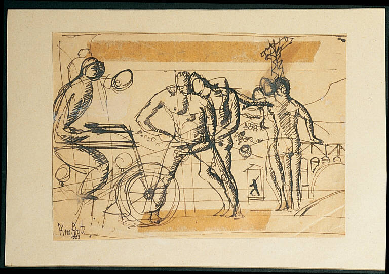 Figure (2), Figure maschili (disegno) di Ponti Pino (sec. XX)