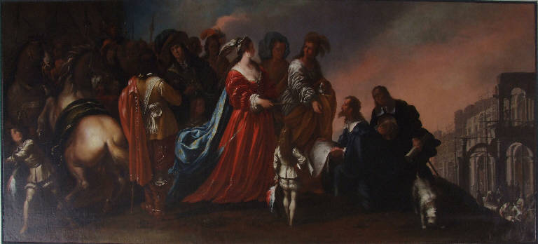 Una principessa alla quale viene presentato il piano della città, Principessa con ufficiali (dipinto) di Nuvolone, Giuseppe (sec. XVII)