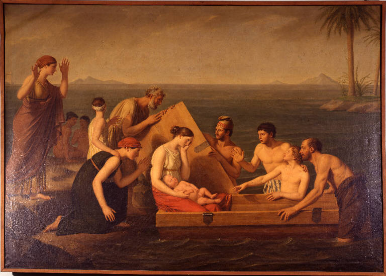 Danae e Perseo bambino salvati dai Corsali all'isola di Serifo, DANAE E PERSEO BAMBINO (dipinto) di Berger, Jacques (sec. XIX)