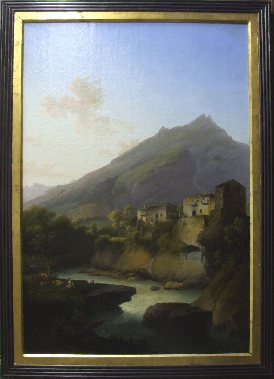 Torrente in una valle, TORRENTE IN UNA VALLE (dipinto) di Gozzi, Marco (sec. XIX)