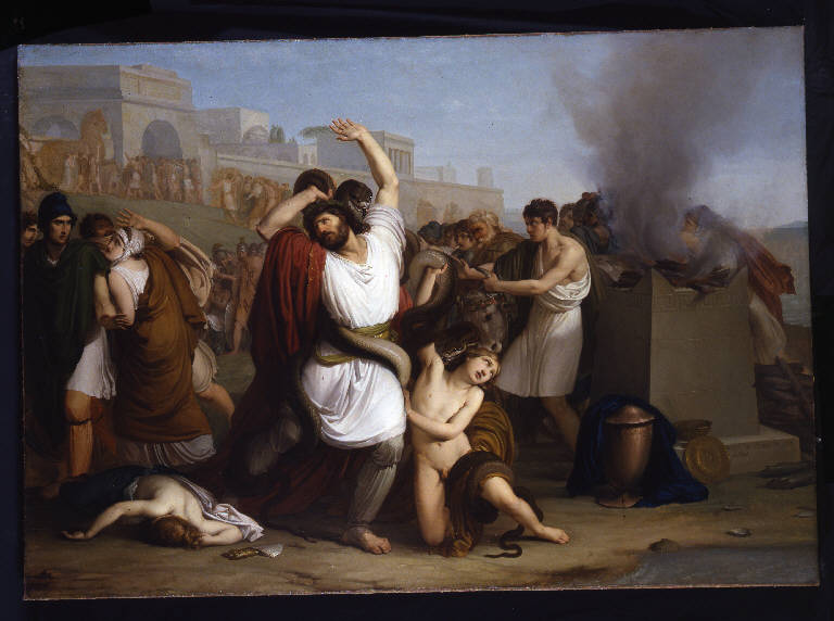 Laocoonte, LAOCOONTE E I FIGLI STRANGOLATI DA DUE SERPENTI (dipinto) di Hayez, Francesco (sec. XIX)