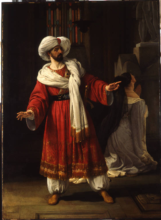 Ritratto di Giovanni David sulla scena del melodramma "Gli arabi nelle Gallie", RITRATTO DI GIOVANNI DAVID (dipinto) di Hayez, Francesco (sec. XIX)