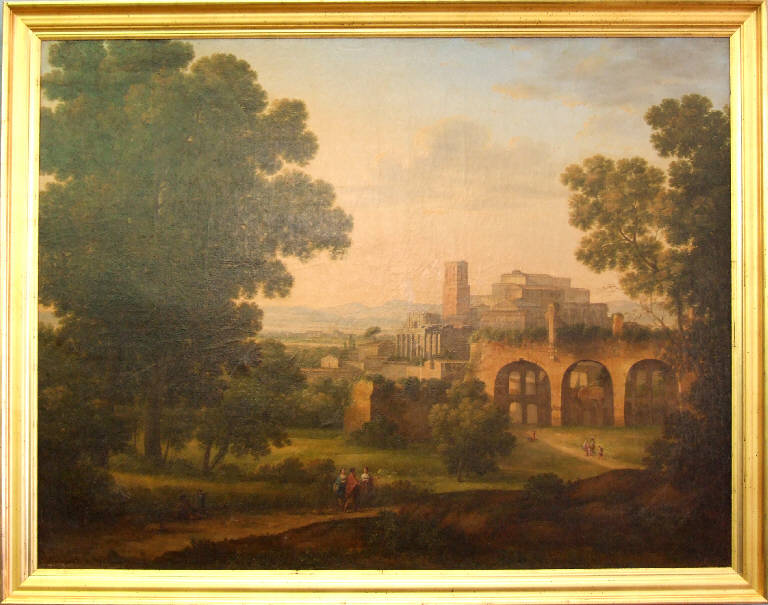 Paesaggio con rovine e viandanti, Paesaggio con rovine e viandanti (dipinto) di Mezzera, Rosa (sec. XIX)