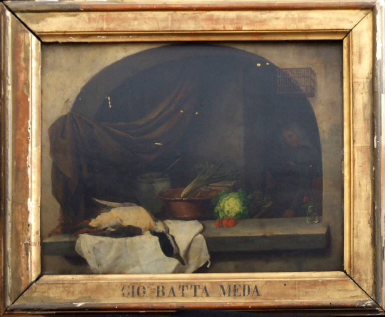 Utensili da cucina, NATURA MORTA CON UTENSILI DA CUCINA (dipinto) di Meda, Giovanni (sec. XIX)