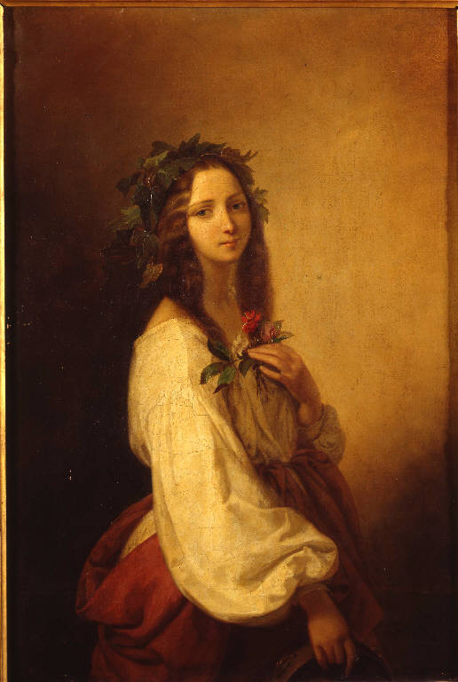 La coccarda, Ritratto femminile (dipinto) di Zuccoli, Luigi (sec. XIX)