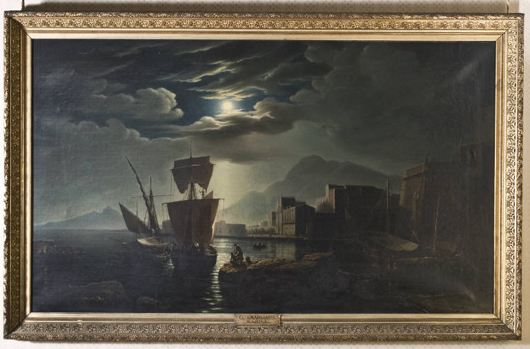 Marina con navi, Paesaggio marino (dipinto) di Smargiassi, Gabriele (sec. XIX)