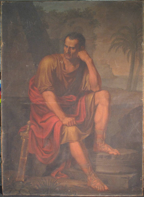 Mario seduto sulle rovine di Cartagine, MARIO SULLE ROVINE DI CARTAGINE (dipinto) di Morali Antonio (primo quarto sec. XIX)