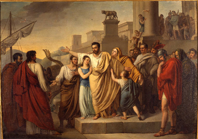 La partenza di Attilio Regolo per Cartagine, ATTILIO REGOLO (dipinto) di Nappi Sigismondo (secondo quarto sec. XIX)
