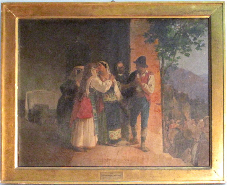 La partenza dalla casa paterna, LA PARTENZA DALLA CASA PATERNA (dipinto) di Pagliano Eleuterio (terzo quarto sec. XIX)