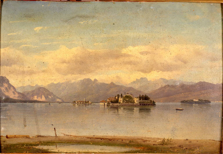 Le Isole Borromee, PAESAGGIO LACUSTRE (dipinto) di Prinetti Costantino (metà sec. XIX)