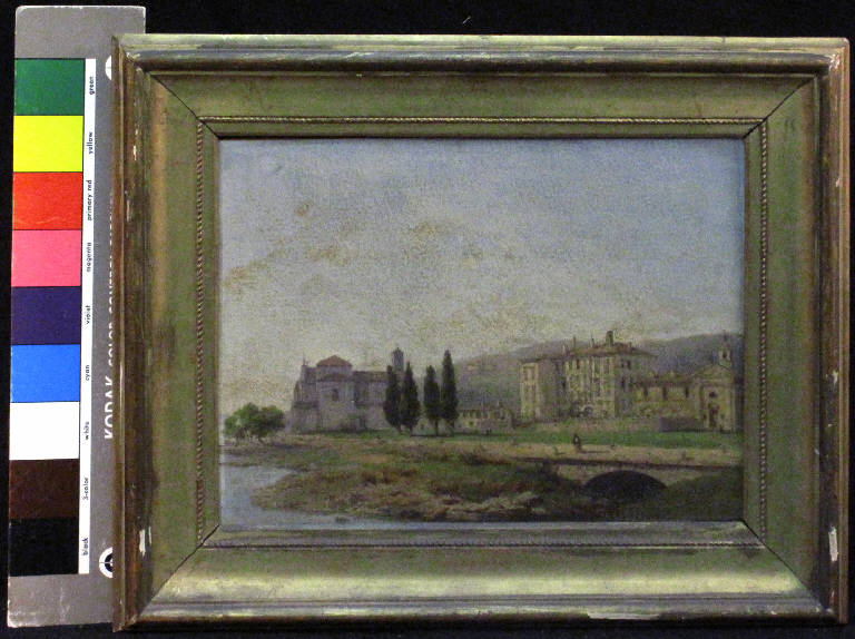 Veduta di Palazzo Bolongaro, PALAZZO BOLONGARO (dipinto) di Prinetti Costantino (metà sec. XIX)