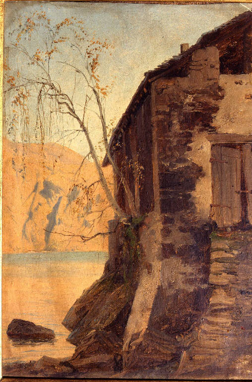 Veduta nei dintorni di Cernobbio, PAESAGGIO LACUSTRE (dipinto) di Prinetti Costantino (metà sec. XIX)