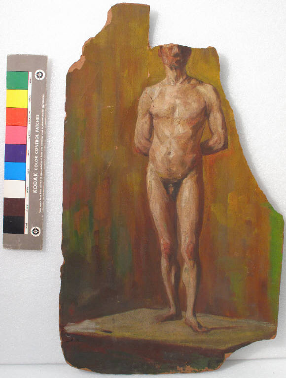 Studio di nudo maschile, NUDO MASCHILE (dipinto) di Tosatto M. (secc. XIX/ XX)