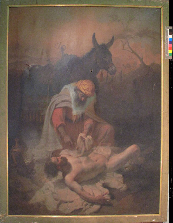 Il samaritano del Vangelo, UOMINI NEL DESERTO (dipinto) di Verazzi Baldassarre (metà sec. XIX)