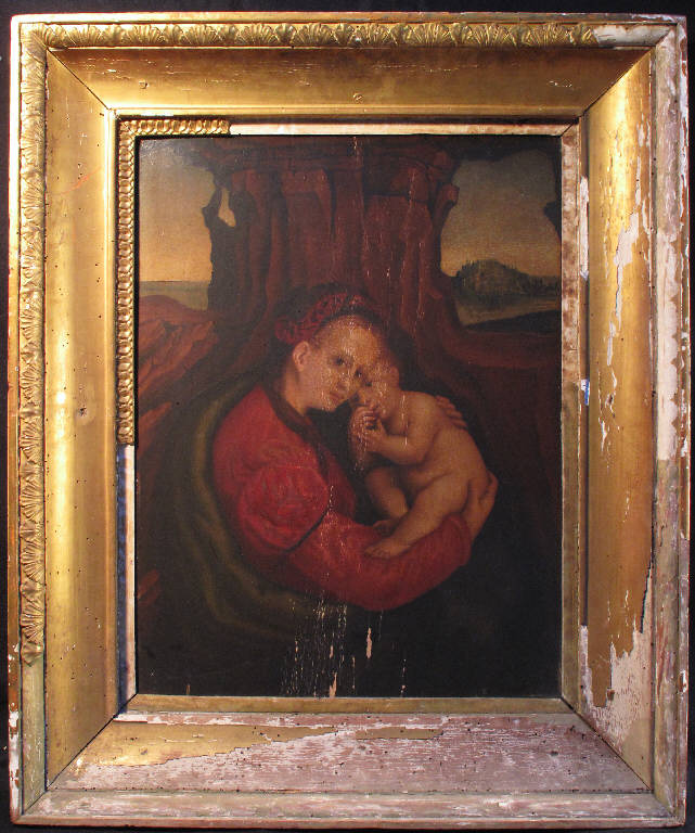 Madonna con il Bambino, MADONNA CON BAMBINO (dipinto) di pittore ignoto - ambito piemontese (sec. XVI)