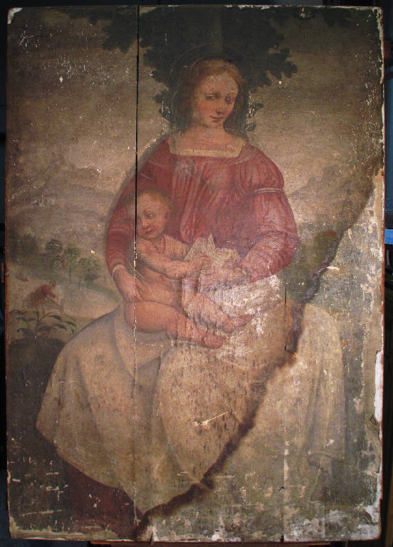 Madonna con il Bambino, MADONNA CON BAMBINO (dipinto) di pittore ignoto - Scuola lombarda (secc. XVI/ XVII)