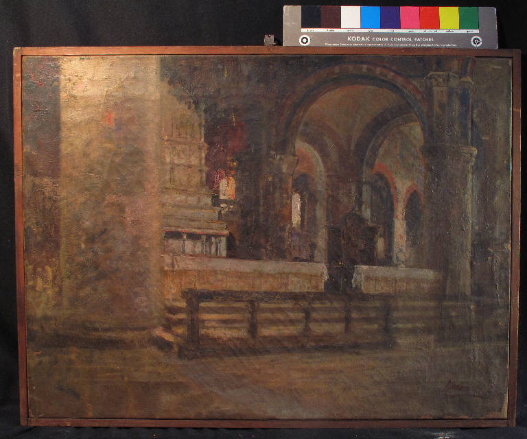 Interno di chiesa, INTERNO DI CHIESA (dipinto) di Todeschini Giovanni Battista (fine/inizio secc. XIX/ XX)