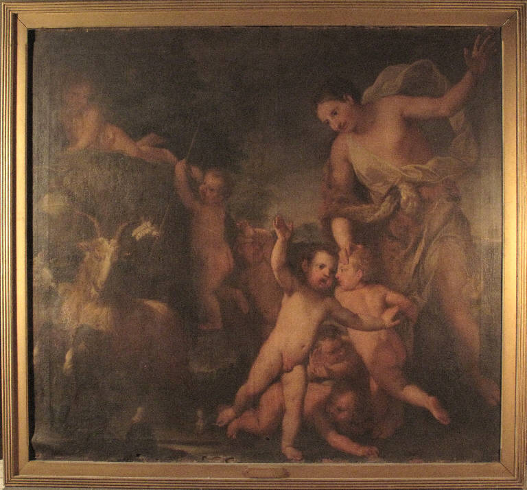 Giochi (baccanale con Ninfa e fanciulli), PUTTI (dipinto) di Lazzarini Giovanni Andrea (sec. XVIII)