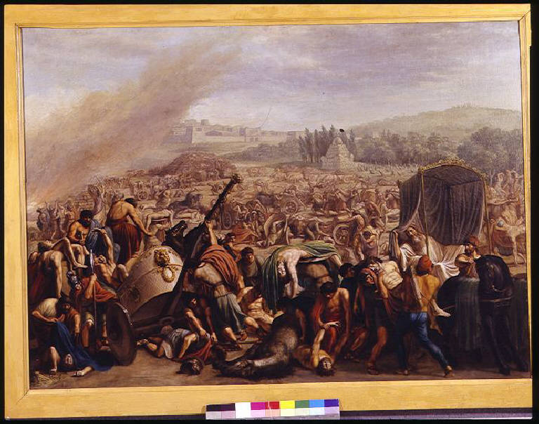 Ricerca degli estinti Greci e Troiani dopo la battaglia, BATTAGLIA DI TROIA (dipinto) di Ademollo, Luigi (seconda metà sec. XVIII)
