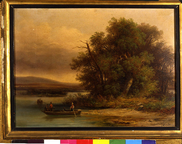 Rive di fiume, PAESAGGIO CON FIUME (dipinto) di Taparelli d'Azeglio, Massimo (sec. XIX)