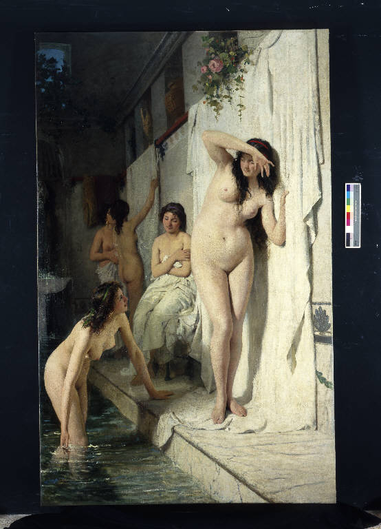Bagno pompeiano, INTERNO CON NUDI FEMMINILI (dipinto) di Barbaglia, Giuseppe (sec. XIX)