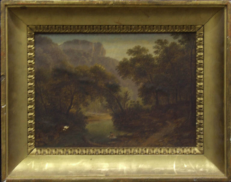Veduta della valle dell'Aniene, PAESAGGIO CON ALBERI (dipinto) di Bassi, Giambattista (primo quarto sec. XIX)
