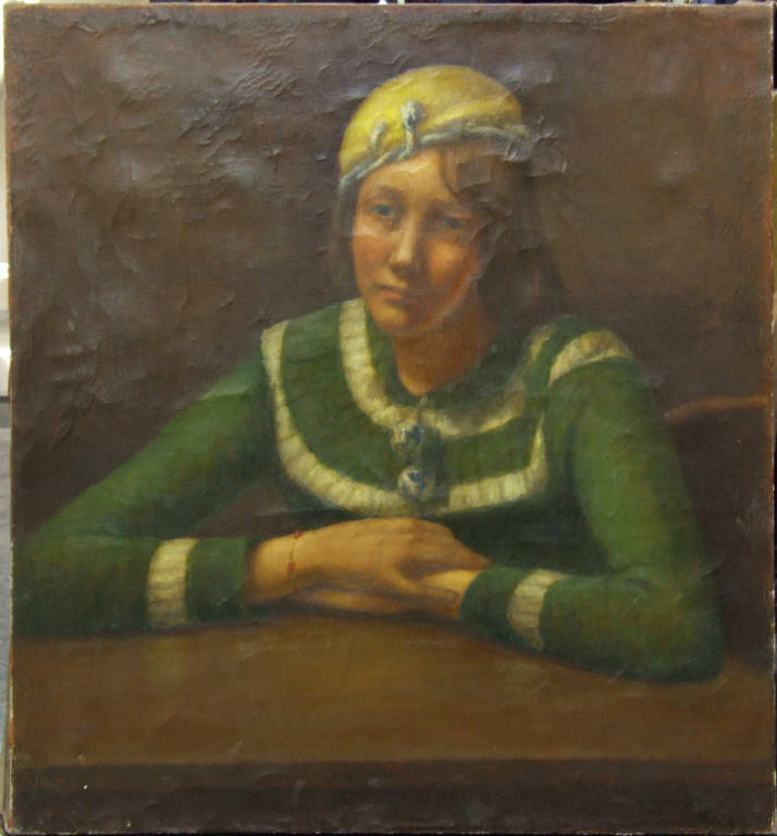 Bambina con berretto giallo, RITRATTO DI BAMBINA (dipinto) di Bernasconi, Ugo (sec. XX)