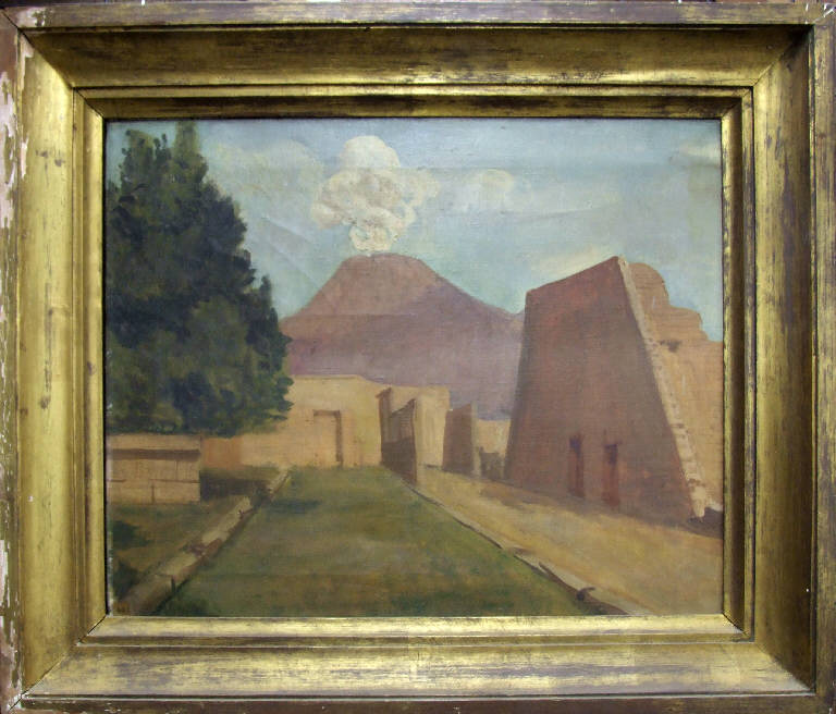 Pompei - Foro triangolare, VEDUTA DI POMPEI (dipinto) di Borra, Pompeo (sec. XIX)