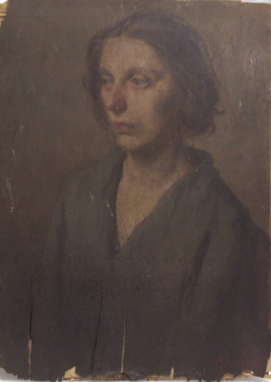 Testa di donna, RITRATTO FEMMINILE (dipinto) di Busini, Mario (sec. XX)