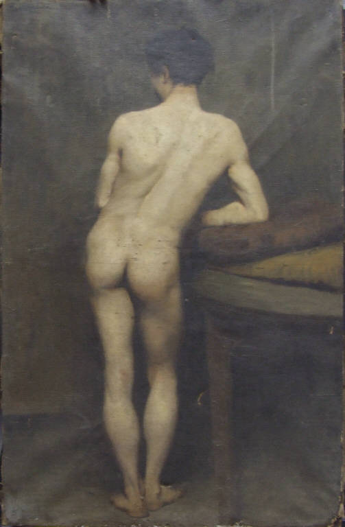 Studio di nudo, NUDO MASCHILE (dipinto) di Campestrini, Alcide (sec. XIX)
