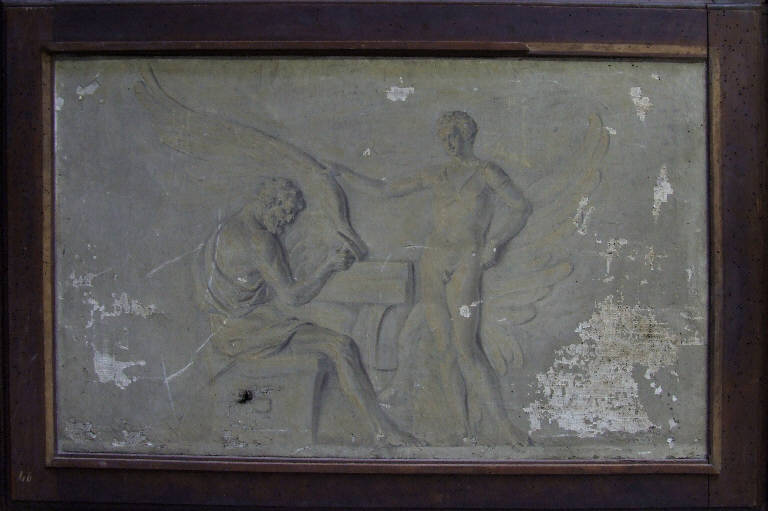 Dedalo che fabbrica le ali a Icaro, DEDALO E ICARO (dipinto) di Del Fabbro, Luigi (prima metà sec. XIX)