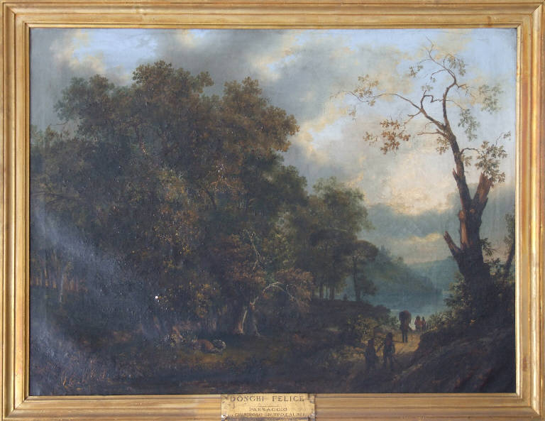 Paesaggio con grandioso gruppo d'alberi, Paesaggio con alberi (dipinto) di Donghi, Felice (sec. XIX)
