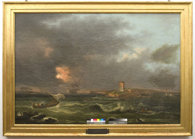 Marina, Paesaggio marino (dipinto) di Fidanza, Francesco (sec. XIX)