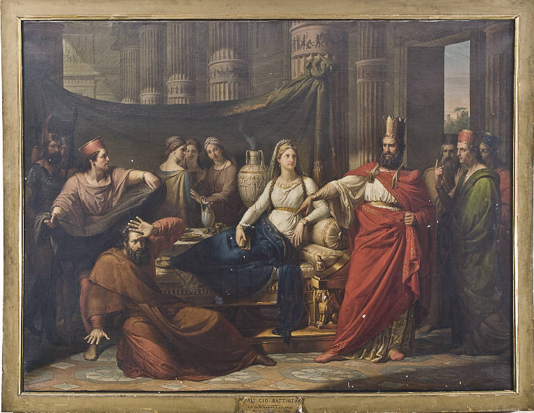 La condanna di Amano, Assuero condanna Amano (dipinto) di Zali, Giovan Battista (sec. XIX)