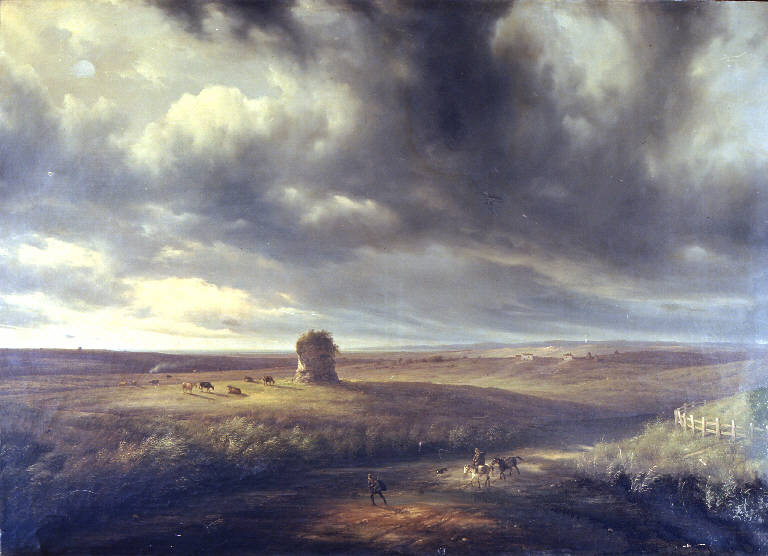 Veduta della campagna romana con temporale, Veduta della campagna romana con temporale (dipinto) di Canella, Giuseppe (sec. XIX)
