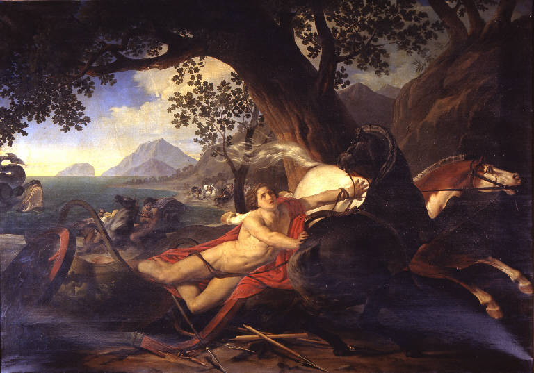 La morte di Ippolito, Metamorfosi di Ovidio (dipinto) di Airaghi, Giovan Battista (sec. XIX)