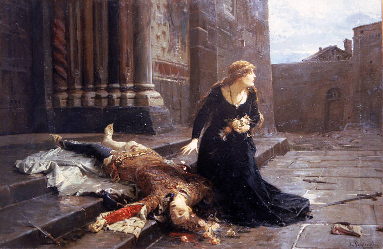 La morte di Giovanni Maria Visconti (1412), Morte di Giovanni Maria Visconti (dipinto) di Pogliaghi, Ludovico (sec. XIX)