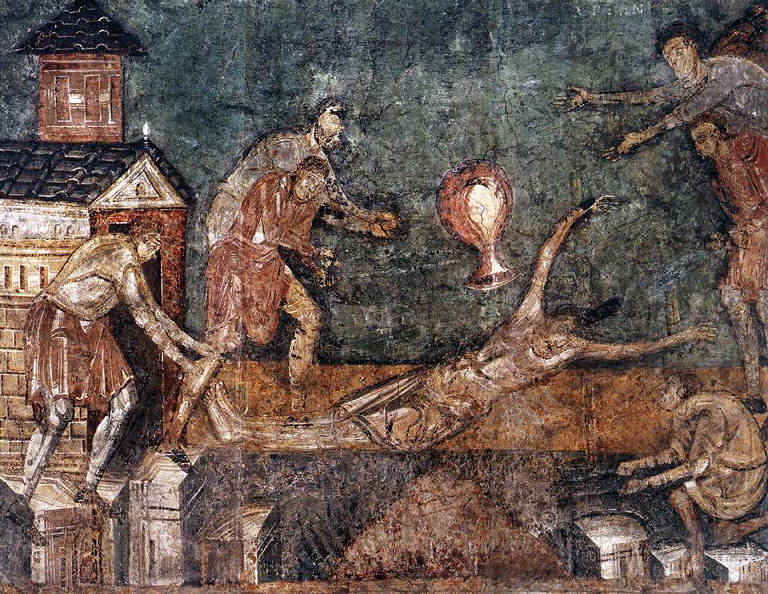 La tortura di San Vincenzo con il piombo fuso, Storie della vita di san Vincenzo (dipinto) - bottega lombarda (sec. XI)
