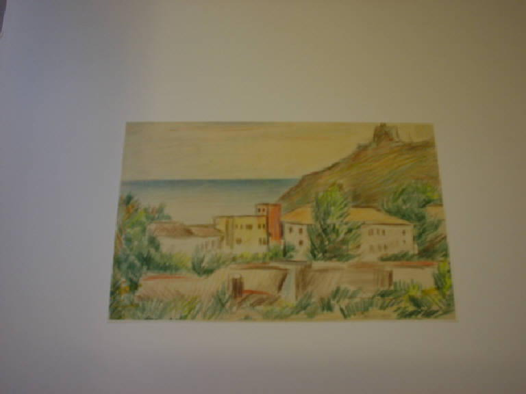 Paesaggio a Scauri, PAESAGGIO (disegno) di Parisi Giuseppe Vittorio (sec. XX)