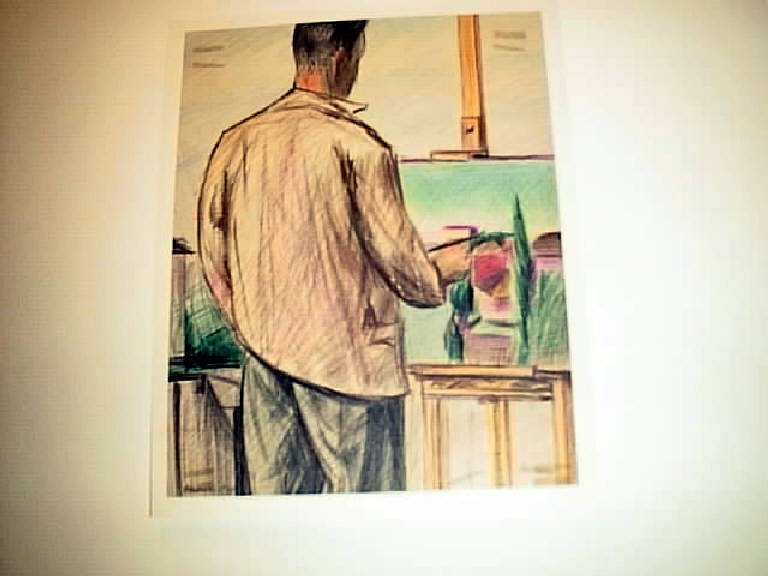 Il giovane pittore, FIGURA MASCHILE (disegno) di Parisi Giuseppe Vittorio (sec. XX)