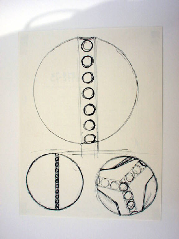 Disegno preparatorio per una sfera armillare, Progetto (disegno) di Parisi Giuseppe Vittorio (sec. XX)
