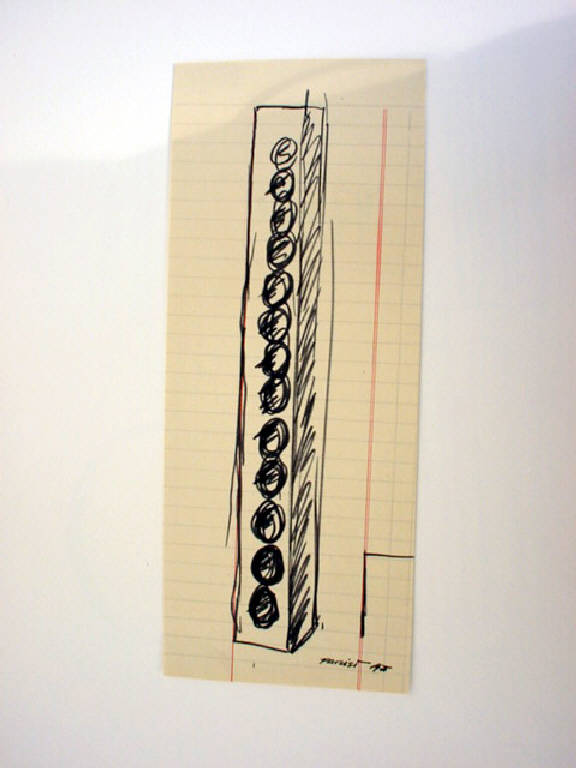 Tema per una stele, Progetto (disegno) di Parisi Giuseppe Vittorio (sec. XX)