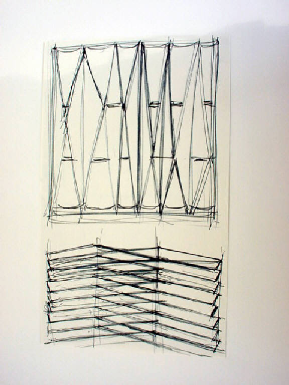 Schizzo per modulo tridimensionale, Progetto (disegno) di Parisi Giuseppe Vittorio (sec. XX)